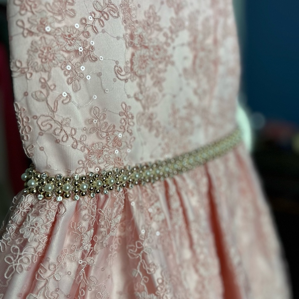 AMERICAN PRINCESS PINK DRESS GIRL’S SIZE 7 FORMAL WEDDING - Picture 4 of 7